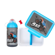 Zdravá lahev ZDRAVÁ LAHEV uzsonnás doboz + kulacs szett, 0,5 l, monster truck uzsonnás doboz