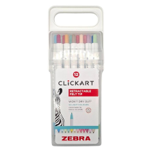 Zebra Filctoll ZEBRA ClickArt nyomógombos vízbázisú 12 darabos filctoll, marker