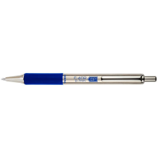 Zebra Golyóstoll, 0,24 mm, nyomógombos, rozsdamentes acél, kék tolltest, ZEBRA &quot;F402&quot;, kék toll