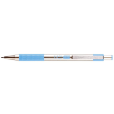 Zebra Golyóstoll, 0,24 mm, nyomógombos, rozsdamentes acél, pasztellkék tolltest, ZEBRA &quot;F-301&quot;, kék toll