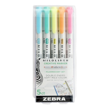 Zebra Szövegkiemelő kétvégű ZEBRA Mildliner fluorescent 1,4-4,0 mm 5 db/ készlet filctoll, marker