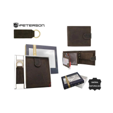Zellia Peterson Férfi Bőr Pénztárca Szett + Kulcstartóval Set-M-N992L-Chm-2029 Brown