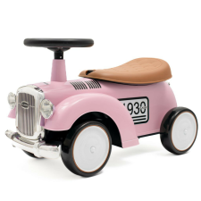 Zenélő bébitaxi Baby Mix Retro rózsaszín lábbal hajtható járgány