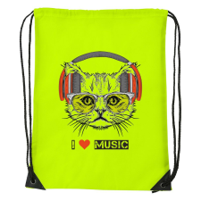  Zenét hallgató cica - Sport táska sárga tornazsák