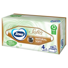 ZEWA Softis Natural Soft illatmentes 4 rétegű dobozos Papír zsebkendő 80db higiéniai papíráru