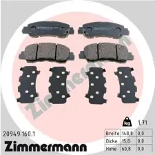 Zimmermann fékbetétkészlet, tárcsafék 20949.160.1 autóalkatrész