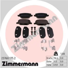Zimmermann fékbetétkészlet, tárcsafék 23760.175.2 autóalkatrész