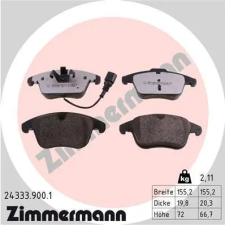 Zimmermann fékbetétkészlet, tárcsafék 24333.900.1 autóalkatrész