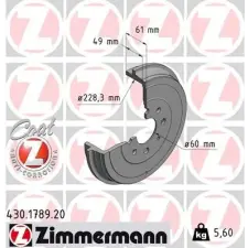 Zimmermann fékdob 430.1789.20 autóalkatrész