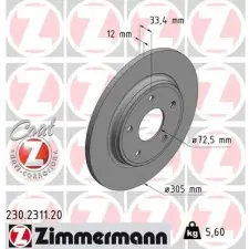Zimmermann féktárcsa 230.2311.20 autóalkatrész