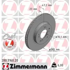 Zimmermann féktárcsa 280.3160.20 autóalkatrész