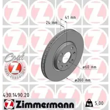 Zimmermann féktárcsa 430.1490.20 autóalkatrész