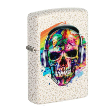 Zippo Skull Headphones Design benzines öngyújtó  - Színes fejhallgatós koponya mintával öngyújtó