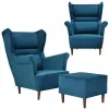  Zoja Karosszék Lábtartóval, Skandináv Stílus, Family Furniture, Türkizkék, Puffal