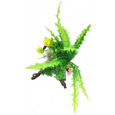  Zöld akváriumi hínár apró színes virágokkal akváriumi műnövény (Magassága: 19 cm | Szélessége: 15 cm) akvárium dekoráció