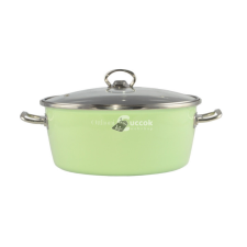 Zöld Elite Zománcozott lábas 24 cm + üvegfedő edény