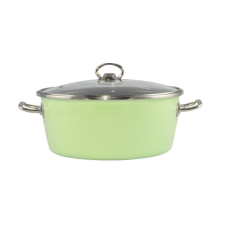 Zöld Elite Zománcozott lábas 24 cm + üvegfedő edény