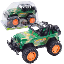 Zöld katonai terepjáró off-road autó autópálya és játékautó