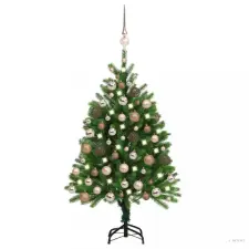  Zöld megvilágított műkarácsonyfa gömb szettel 120 cm műfenyő