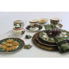  Zöld-piros karácsonyi sekély tányér 27cm tányér és evőeszköz