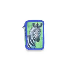  Zöld Zebra Mintás Három Rekeszes Tolltartó tolltartó