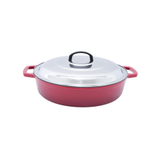  Zománcozott öntöttvas szeletsütő – 8 literes, Ø 40 cm, rozsdamentes acél fedővel edény