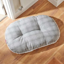 ZOON Ovális textil kockás kutyafekhely párna - szürke XL szállítóbox, fekhely kutyáknak