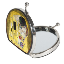 Zsebtükör nagyítós, Textilbevonatú, 7x7,5x2,5cm, Klimt: The Kiss smink kiegészítő