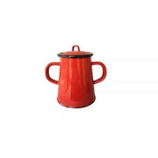 Zsírosbödön füllel 1 liter fém fedõvel piros zománcozott 151/01 edény