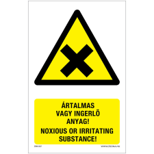 Zsona Ártalmas vagy ingerlő anyag Műanyag tábla 160x100 mm információs címke