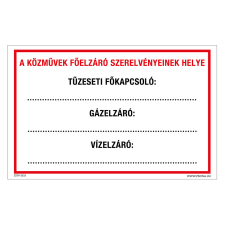 ZSONA DEKOR A Közművek főelzáró szerelvényeinek helye Alumínium tábla 160x250 mm információs címke