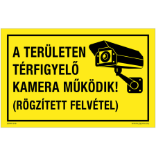 ZSONA DEKOR A területen térfigyelő kamera működik! Öntapadós matrica 160x100 mm információs címke