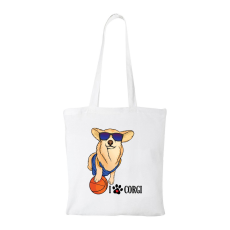 ZSONA DEKOR Corgi - Bevásárló táska fehér v2
