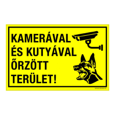 ZSONA DEKOR Kamerával és kutyával őrzött terület! Alumínium tábla 100x160 mm információs címke