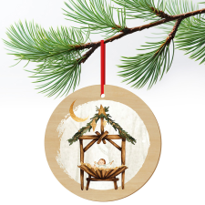 ZSONA DEKOR Karácsonyfa dísz fából nyomtatva kis Jézus ajándéktárgy