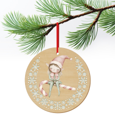 ZSONA DEKOR Karácsonyfa dísz fából nyomtatva Manó ajándéktárgy