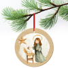 ZSONA DEKOR Karácsonyfa dísz fából nyomtatva Szűz Mária a kis Jézussal
