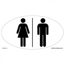 ZSONA DEKOR Koedukált wc ikonnal Műanyag tábla 120x65 mm ovál információs címke