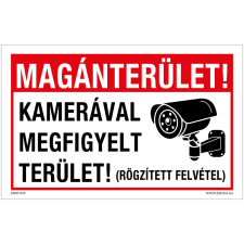 ZSONA DEKOR Magánterület! Kamerával megfigyelt terület! Alumínium tábla 100x160 mm információs címke
