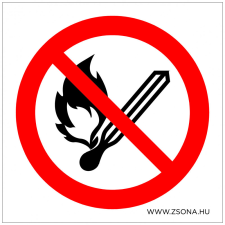 ZSONA DEKOR Nyílt láng használata tilos! Öntapadós matrica 200x200 mm információs címke