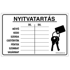 ZSONA DEKOR Nyitvatartás Alumínium tábla 160x250 mm információs címke