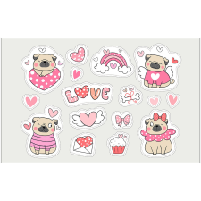 ZSONA DEKOR Öntapadós állatos-pug matrica csomag matrica