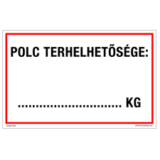 ZSONA DEKOR Polc terhelhetősége Műanyag tábla 320x500 mm információs címke