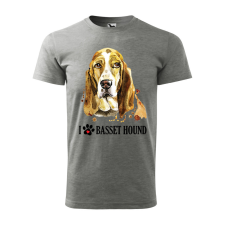 ZSONA DEKOR Póló Basset hound mintával - Szürke S méretben egyedi ajándék