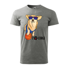 ZSONA DEKOR Póló Corgi mintával - Szürke L méretben v2 egyedi ajándék