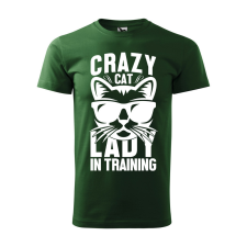ZSONA DEKOR Póló Crazy cat mintával - Zöld M méretben egyedi ajándék