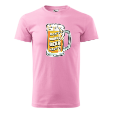 ZSONA DEKOR Póló Dont worry, beer happy mintával - Rózsaszín M méretben egyedi ajándék