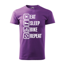 ZSONA DEKOR Póló Eat sleep bike repeat mintával - Lila XXL méretben egyedi ajándék