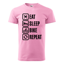 ZSONA DEKOR Póló Eat sleep bike repeat mintával - Rózsaszín M méretben egyedi ajándék
