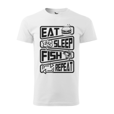 ZSONA DEKOR Póló Eat sleep fish repeat mintával - Fehér XL méretben egyedi ajándék